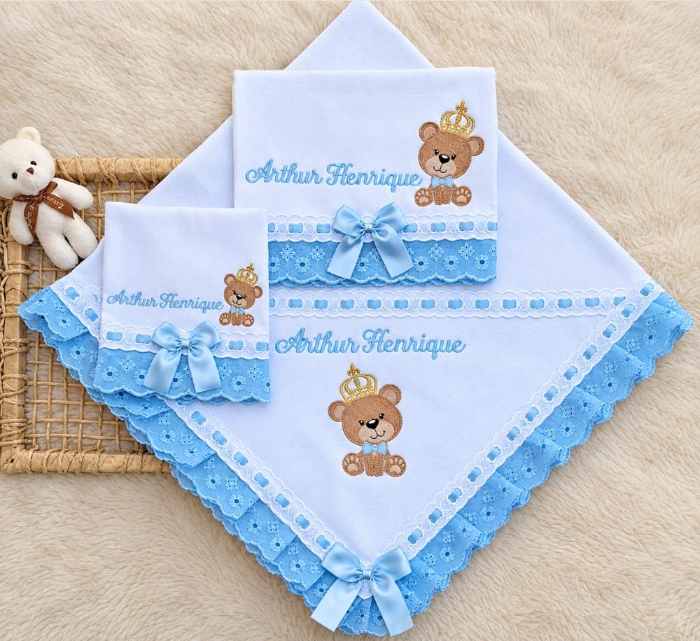 Ursinho Azul Bebê · Kit Manta
